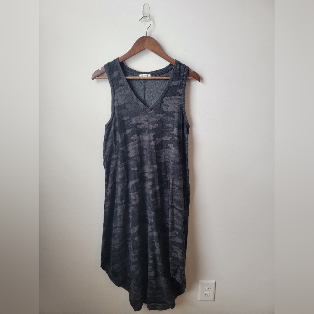Grey and Black Camo Midi Dress